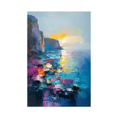 Handmade Oil Painting Canvas Wall Art Decoration Abstract Mediterranean Scenery Pictures For Home Decor Rolled Frameless Unstretched Painting - Wit... - View 1