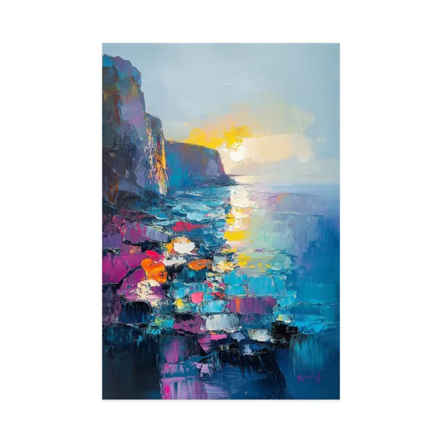 Handmade Oil Painting Canvas Wall Art Decoration Abstract Mediterranean Scenery Pictures For Home Decor Rolled Frameless Unstretched Painting Wit... Without Inner Frame - Shop at LoveMi