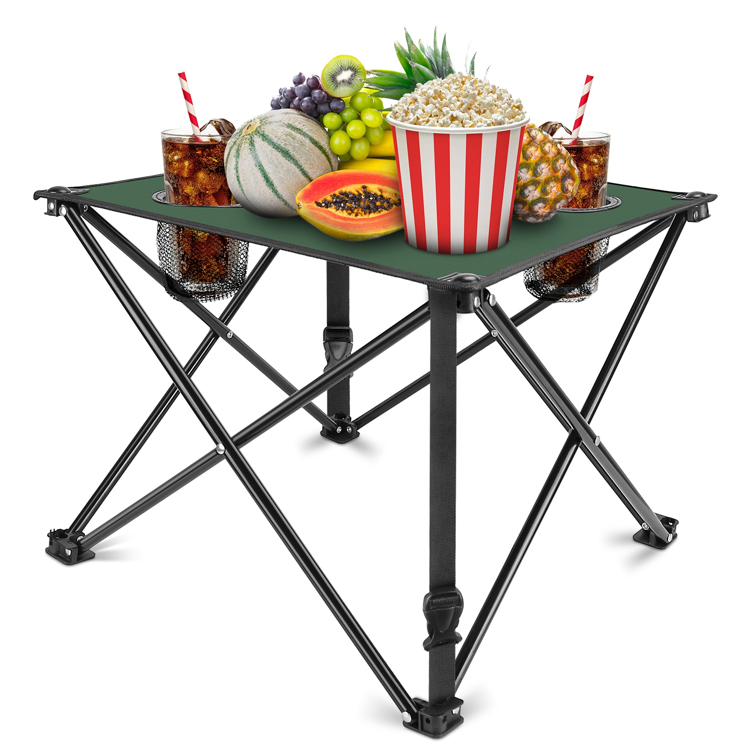 1Pc 2Pc Options Foldable Camping Table Portable Picnic Table Lightweight Travel Desk With 2 Cup Holders Carrying Bag Color Options Black Orange Green Red Blue Navy Blue image 22
