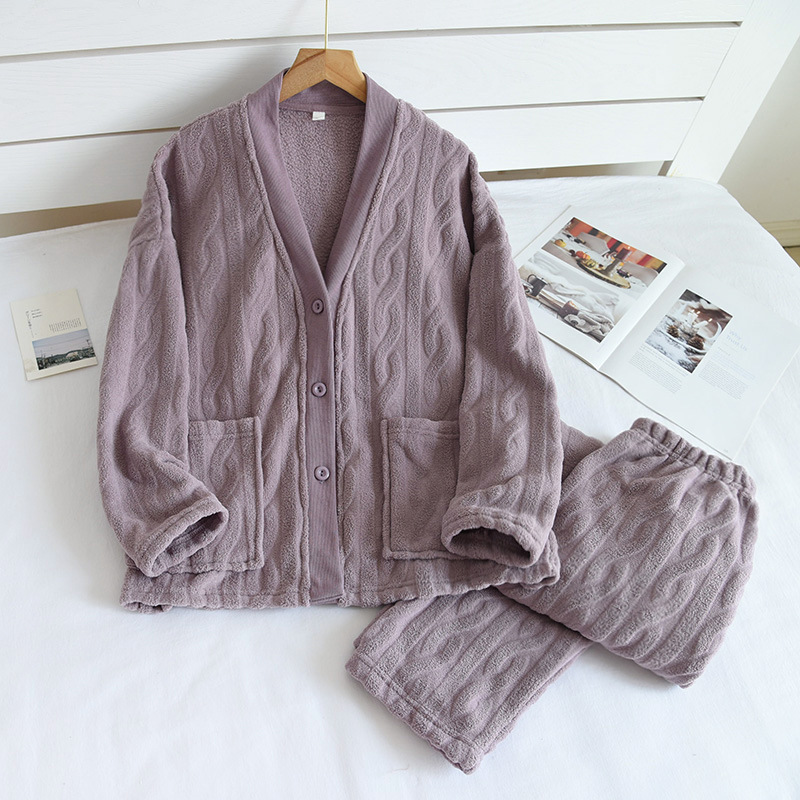 Title 2, Autumn And Winter Couple Pajamas Flannel Thicke...