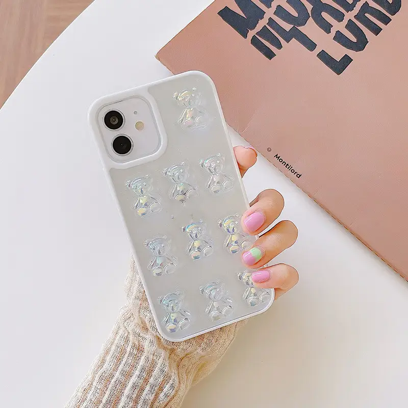 Suitable For Fine Glitter Bear Colorful Groove Mobile Phone Case