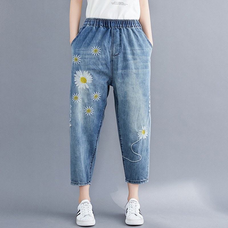 Title 1, Denim Embroidered Harlan Pants Summer New Loose