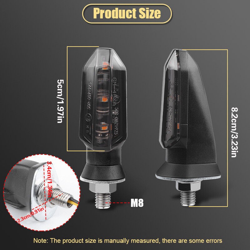2Pcs Motorcycle Motorbike Turn Signal Lights Indicators Lamp Amber Mini LED 12V — image 3