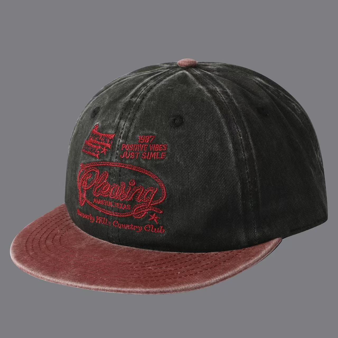 Color-matched Embroidery Letters 1987 Flat-brim Baseball Cap, Suitable For Both Men And Women, Suitable For Daily Work, Commuting To School Or Other Outings. product image