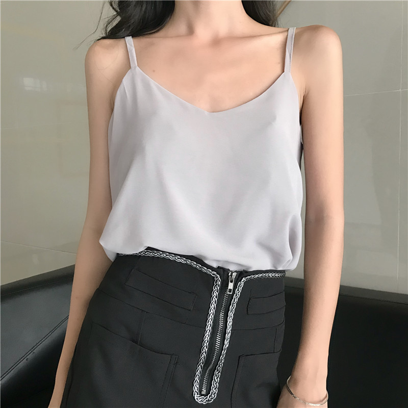 Title 7, V-neck Double Layer Chiffon Vest Sling Women Pl...