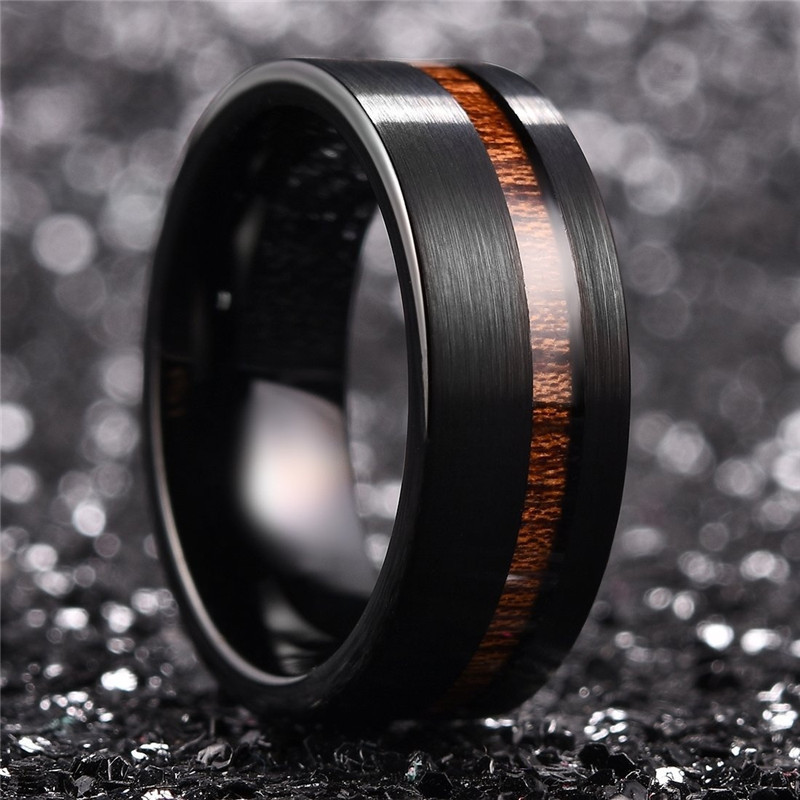 Title 1, Modischer Ring mit Stahlschmuck, schwarzer Nut-...