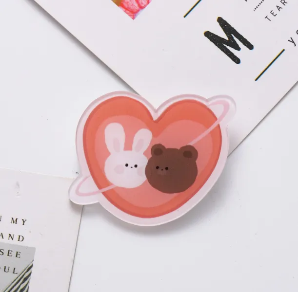 Spilla Acrilica Creativa Fiore Cane Ragazza Orso Carino - Love Bunny Bear