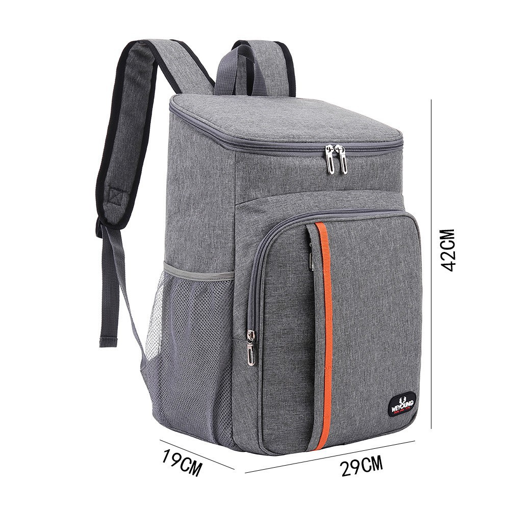 Gray Large-Capacity Insulated Cooler Backpack