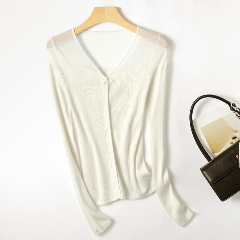 Deep V Neck Single Breasted Long Sleeved