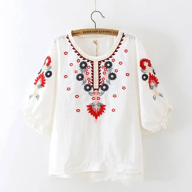 European And American Embroidery Loose Top Women's Clothing White - Shop at LoveMi