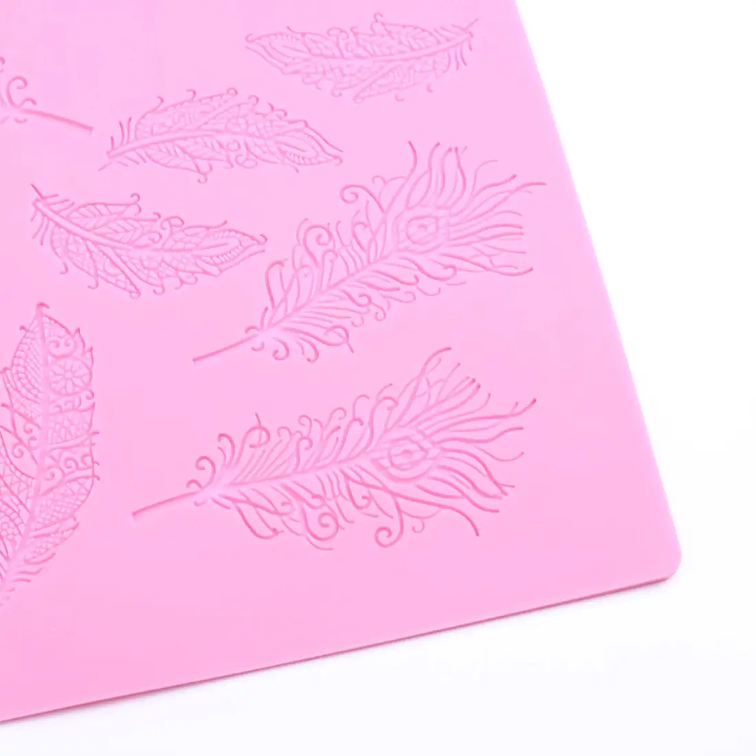 Retro Lace Feather Texture Pastry Wedding Dessert Table Decoration Silicone Mold