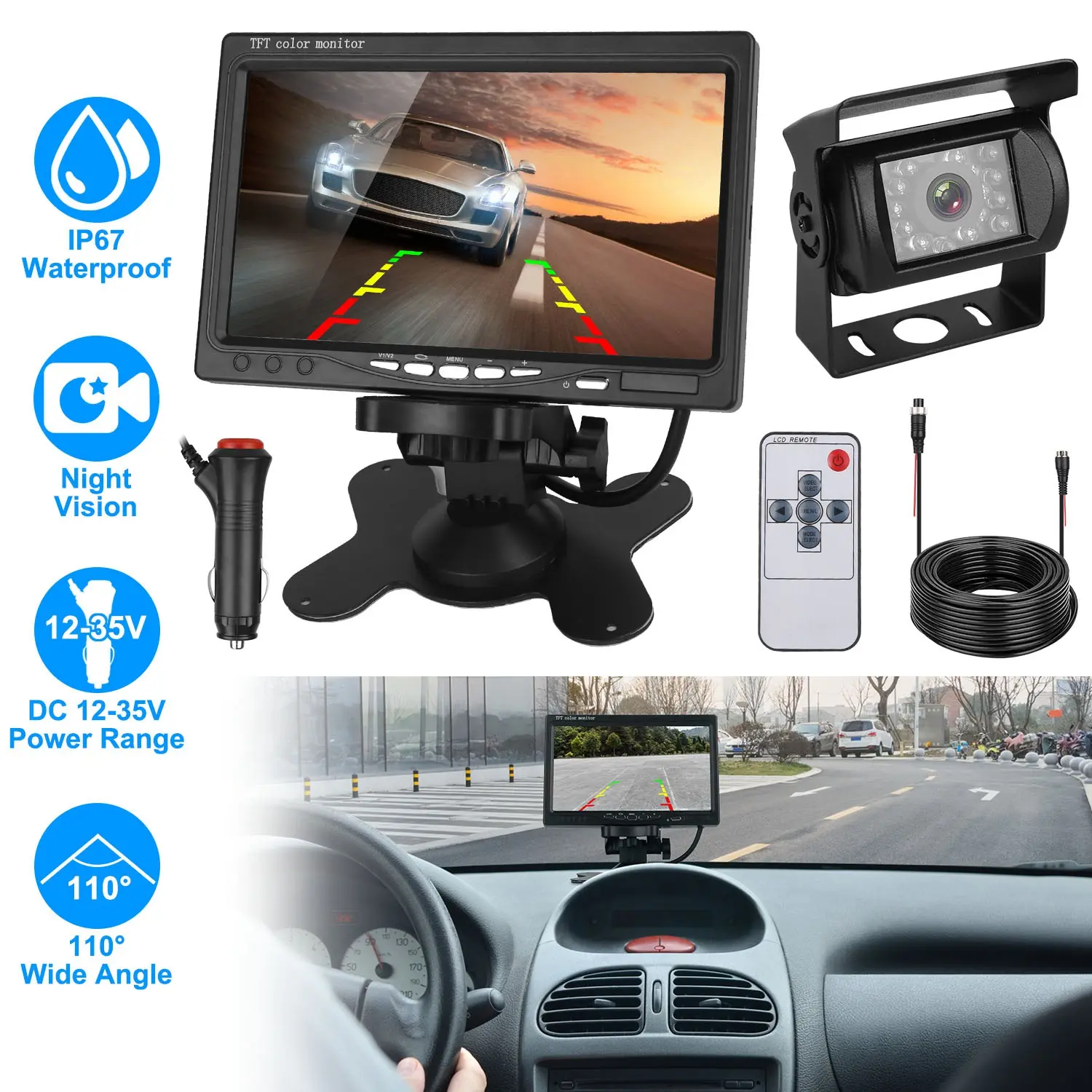 7In Screen Backup Camera System Vehicle Rear