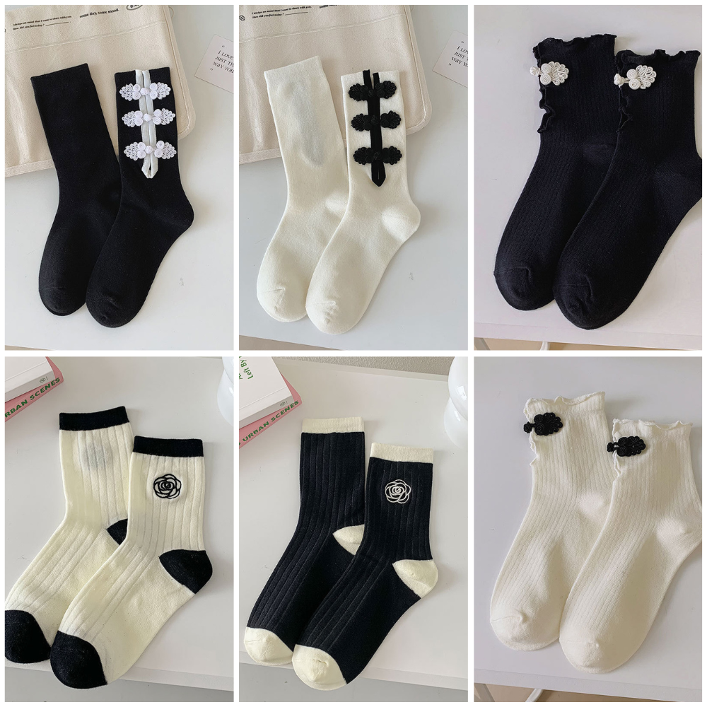 Women's Fashion Personality Buckle Decorative Socks Mix Packing Set - Shop at LoveMi