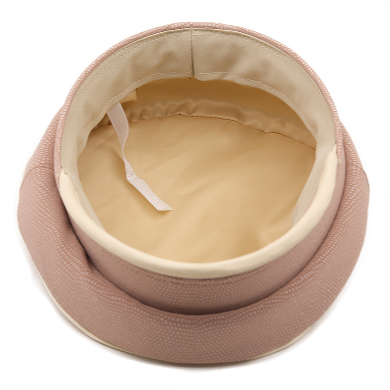 Black Pu Leather Beret Female Painter Hat