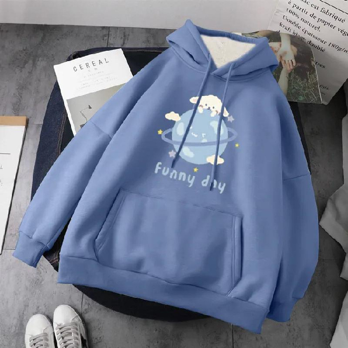 Student Long-sleeved Hooded Pullover Jacket Women Trendy
