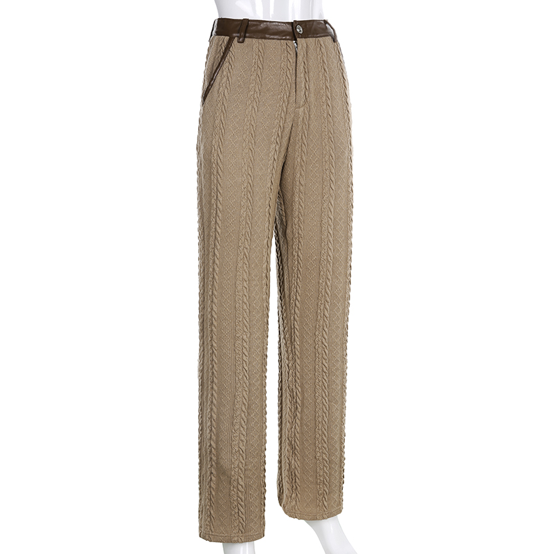 Title 8, Pantalon dhiver large en laine tissée, texture...