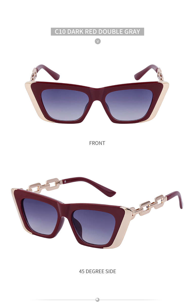 Title 5, Chain Small Frame Sunglasses Personality Cat Eyes