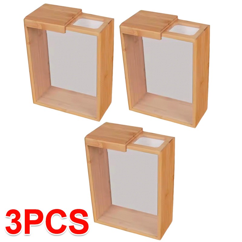 3Pcs Wooden Cereal Containers Storage Set Clear Grain — image 2