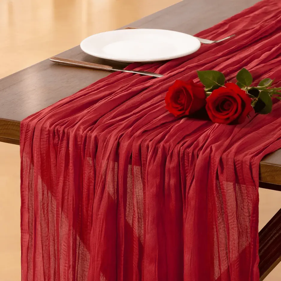 Table Runner Fall Red Boho Wedding Birthday