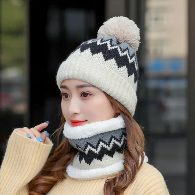 Women's Winter Hat And Scarf Cycling Fleece Beige - Shop at LoveMi