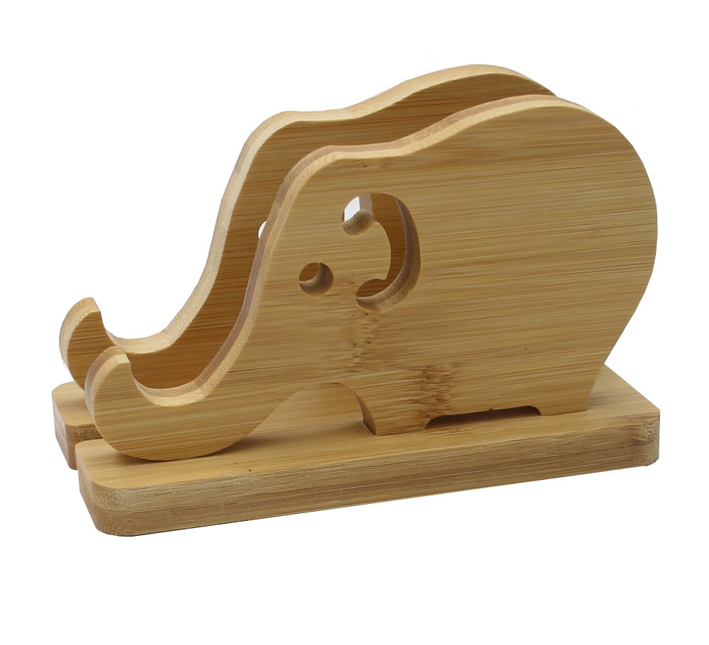 Bamboo Wood Desktop Tablet Portable Baby Elephant Mobile Phone Holder