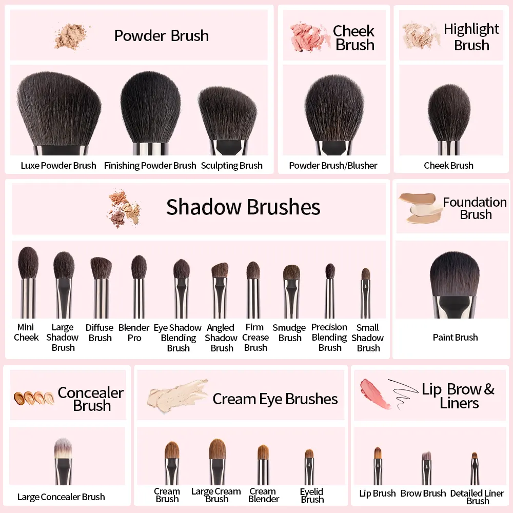 Natural Makeup Brushes Set Eyeshadow Make Up