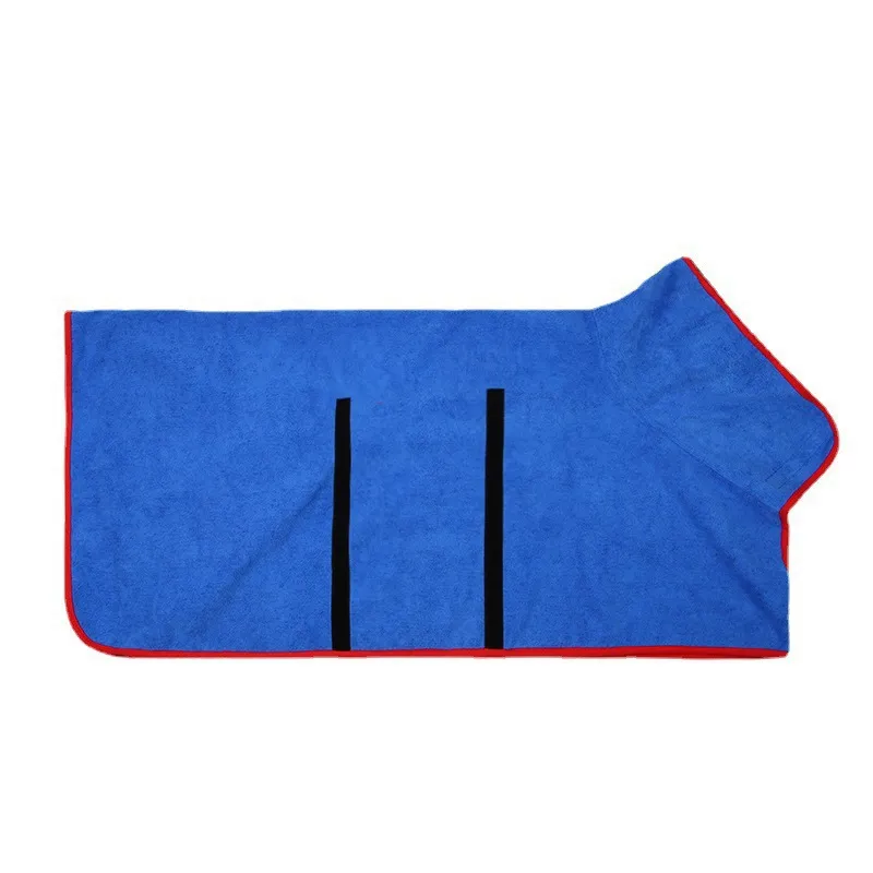 Pet Bathrobe Fast Drying Towel Microfiber Absorbent Soft Bath Robe Adjustable Towel Grooming Coat For Small Medium Large Dog - Blue
