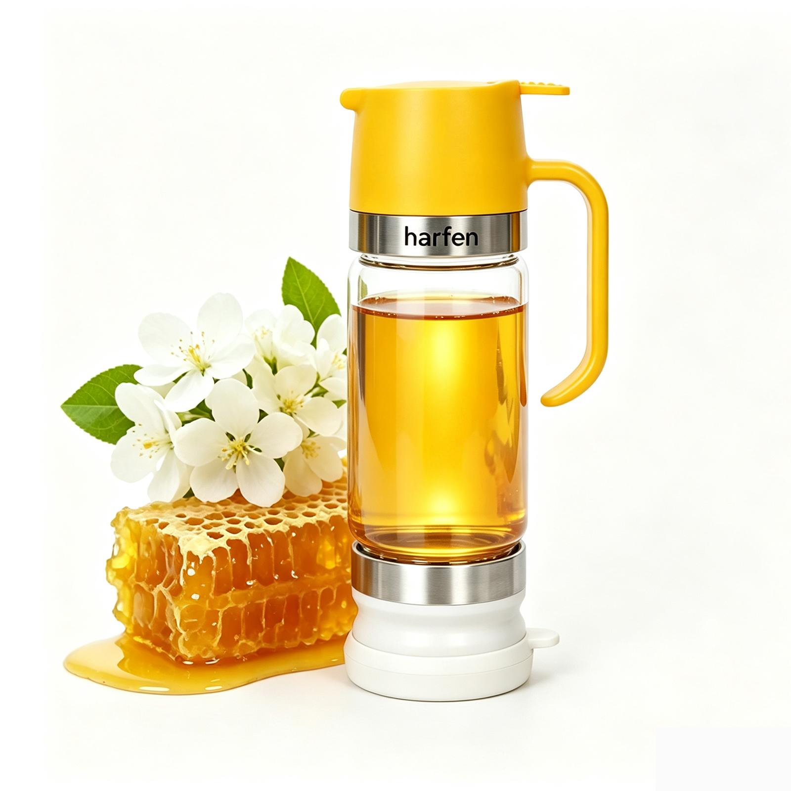 Glass Honey Dispenser Jar With Handle, Auto Flip Lid, Household Honey Storage Bottle,Self-pickup Only image 2