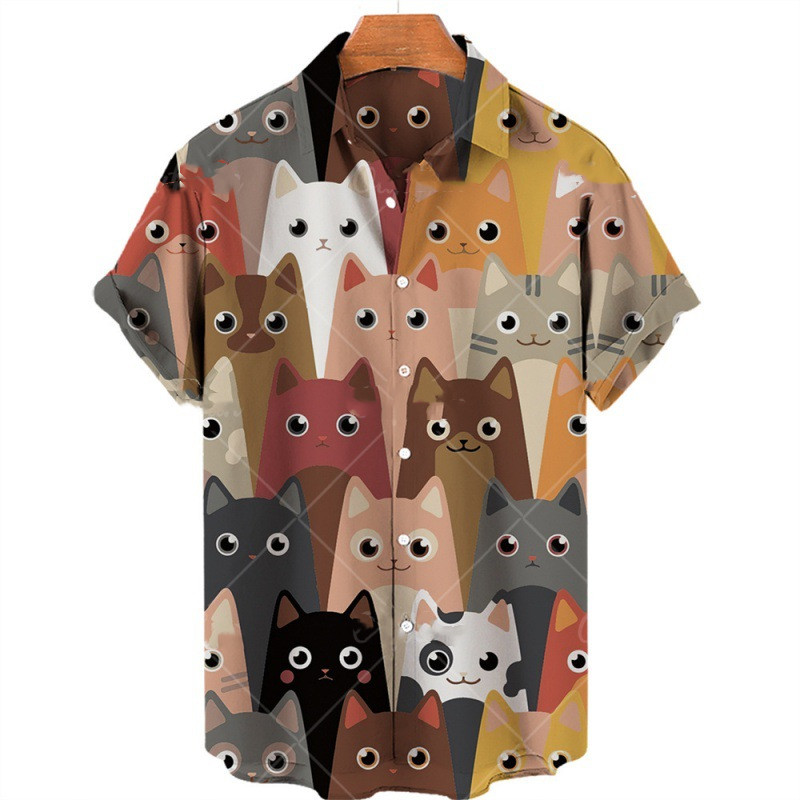 Title 4, Camisas estampadas com botões de animais para h...