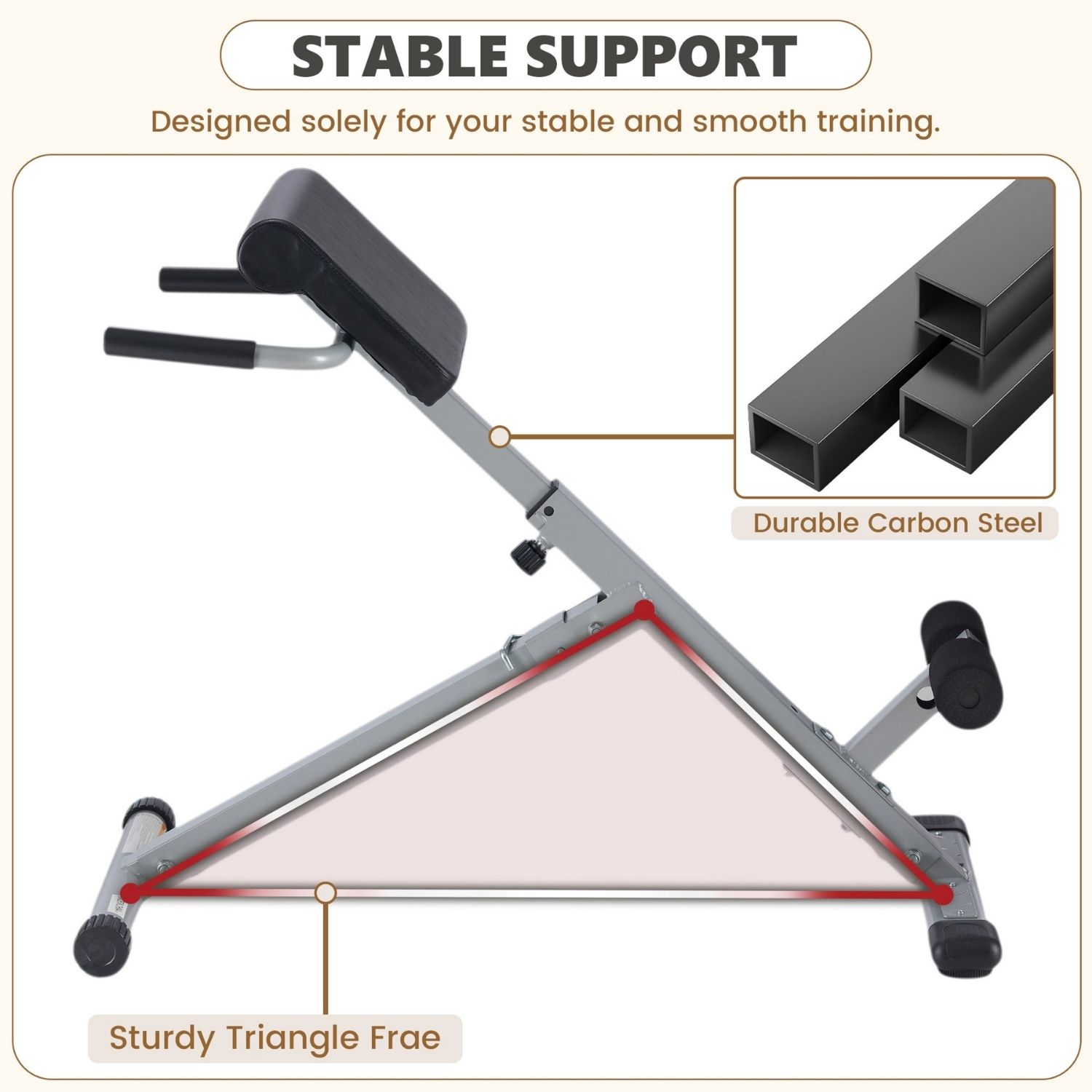Roman Chair Hyperextension Bench, Adjustable Back Extension Machine, Foldable, Heavy Duty Frame For Glutes, Hamstrings And Core image 5
