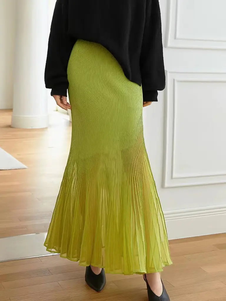 Women's Niche Layered Hip Mermaid Skirt Slightly See Through