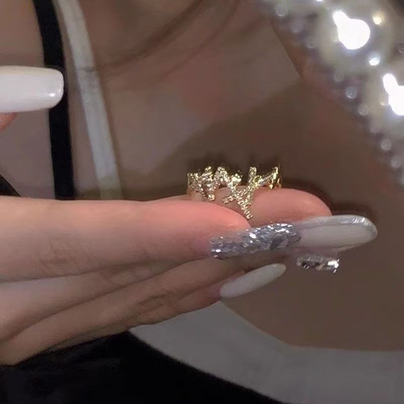 2PC Y2K Bling Zircon Open Ring, Korean & Japanese Style, Elegant All Match, Minimalist Niche... thumbnail 1