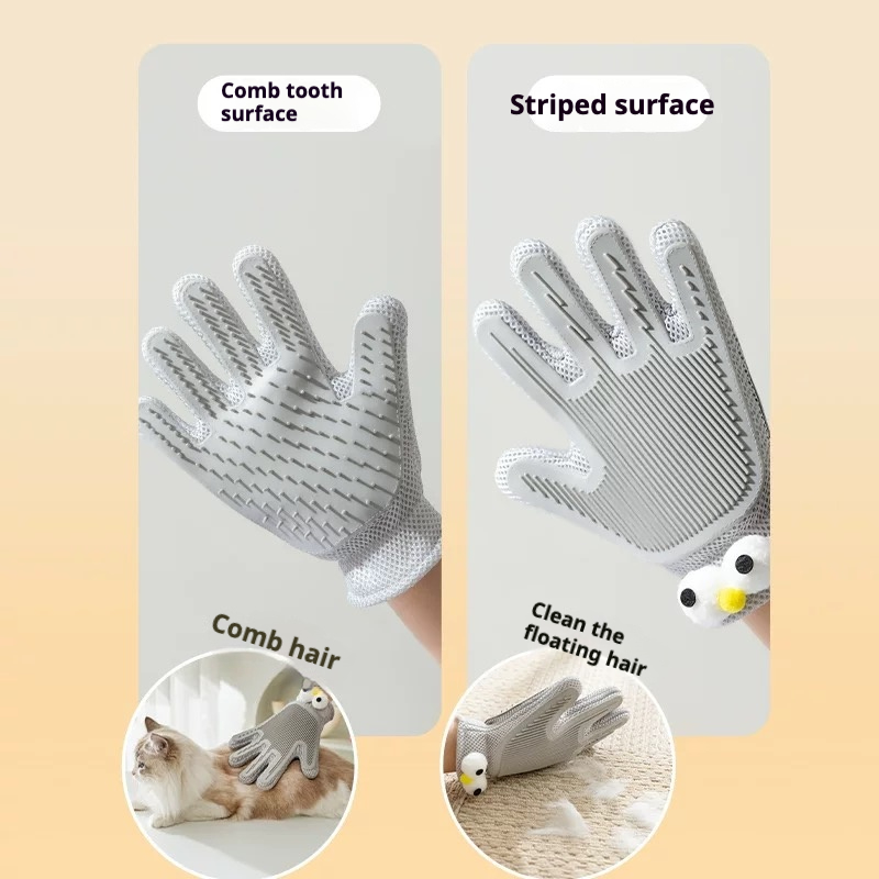 Pet grooming glove front view