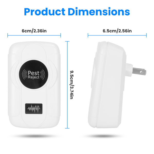 6-Pack Ultrasonic Insect Repellent - Dual Sound-Wave Tech, 3-Mode Switch, 32 - 120kHz Frequencies, Ideal for Full Home Coverage, Safe for Home with Kids - Plug-in Indoor Bug & Rodent Repeller-17