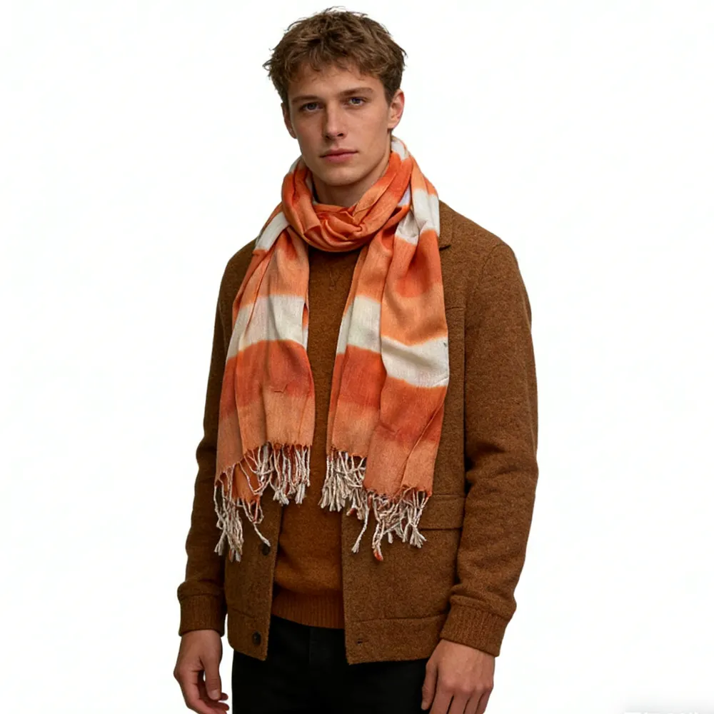 Coral Toned Abstract, Flowy Casual Scarf, Orange