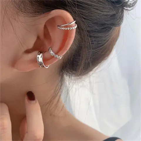 Explosion Style Tassel C-shaped Copper Zircon Ear Bone Clip