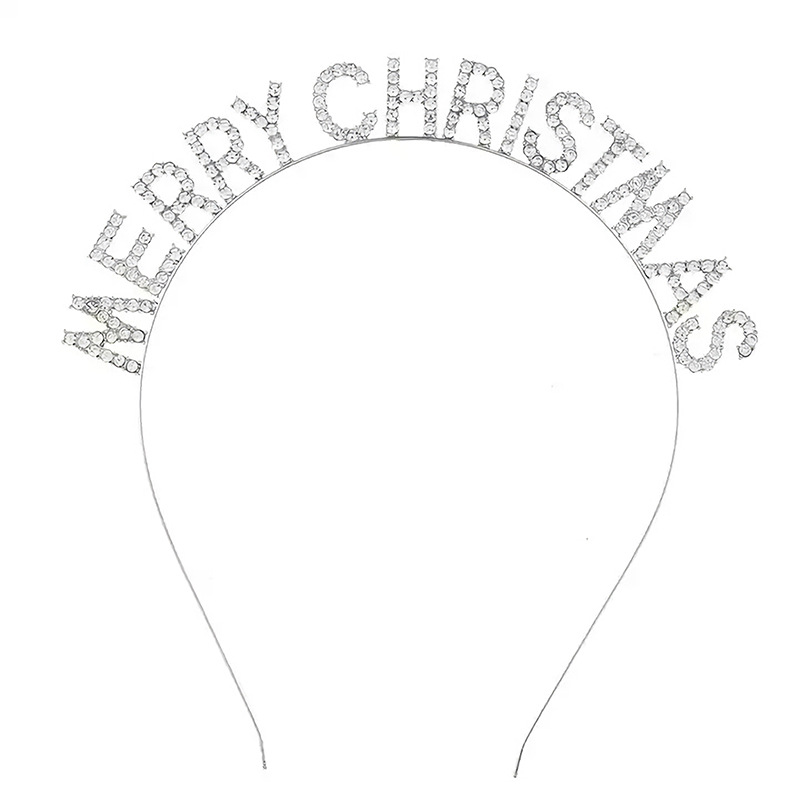 European And American Alloy Crystal Christmas Staghorn Hair Hoop Christmas White K - Shop at LoveMi