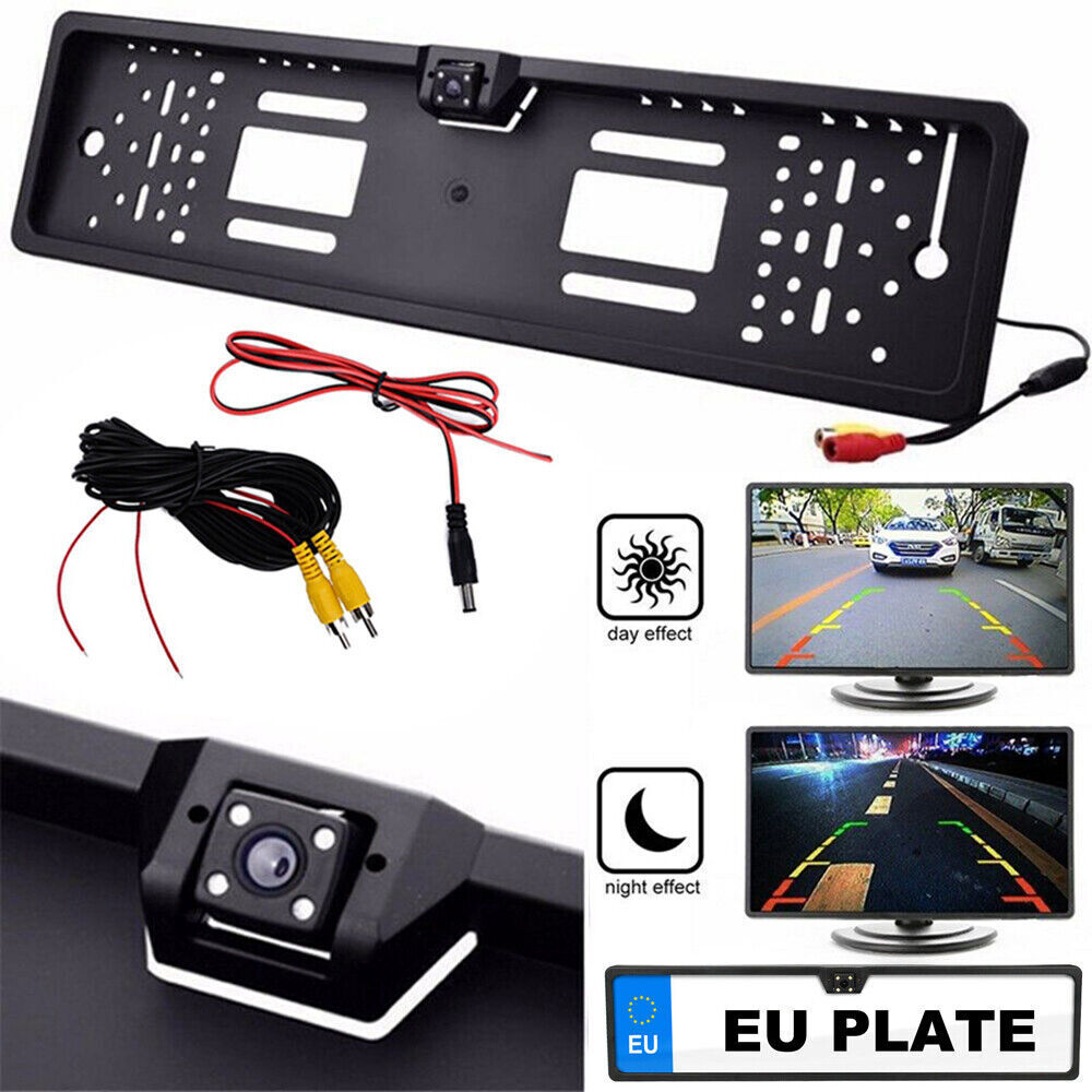 Universal EU License Plate Frame Backup Camera 170 Degree Wide Angle 4 LED Night Vision IP67 Waterproof 12V