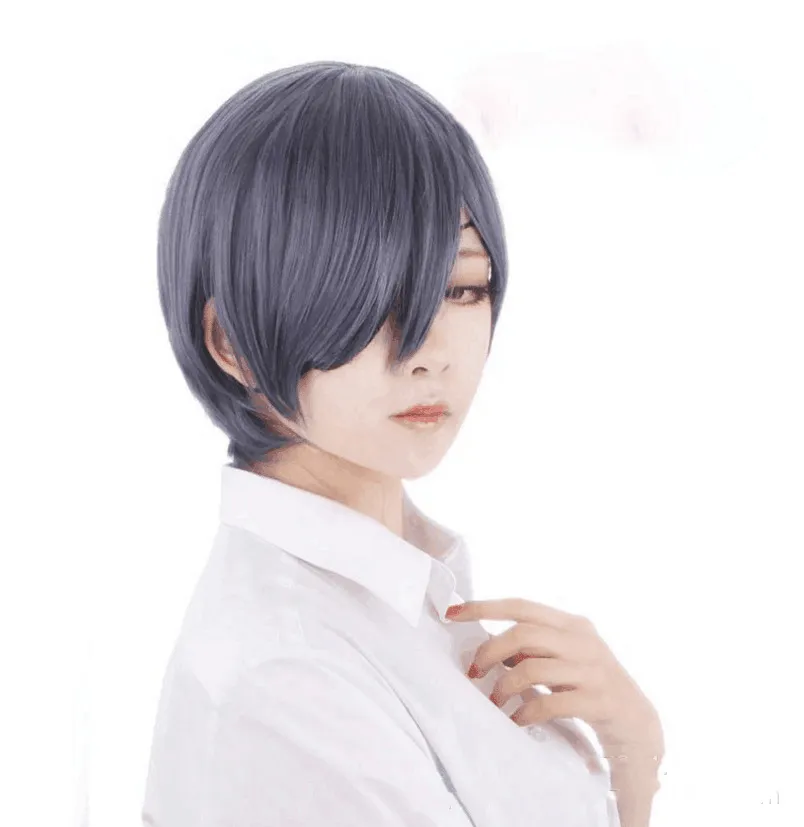 Wig Men's Purple Gray Mixed Color Short Hair - Photo Color