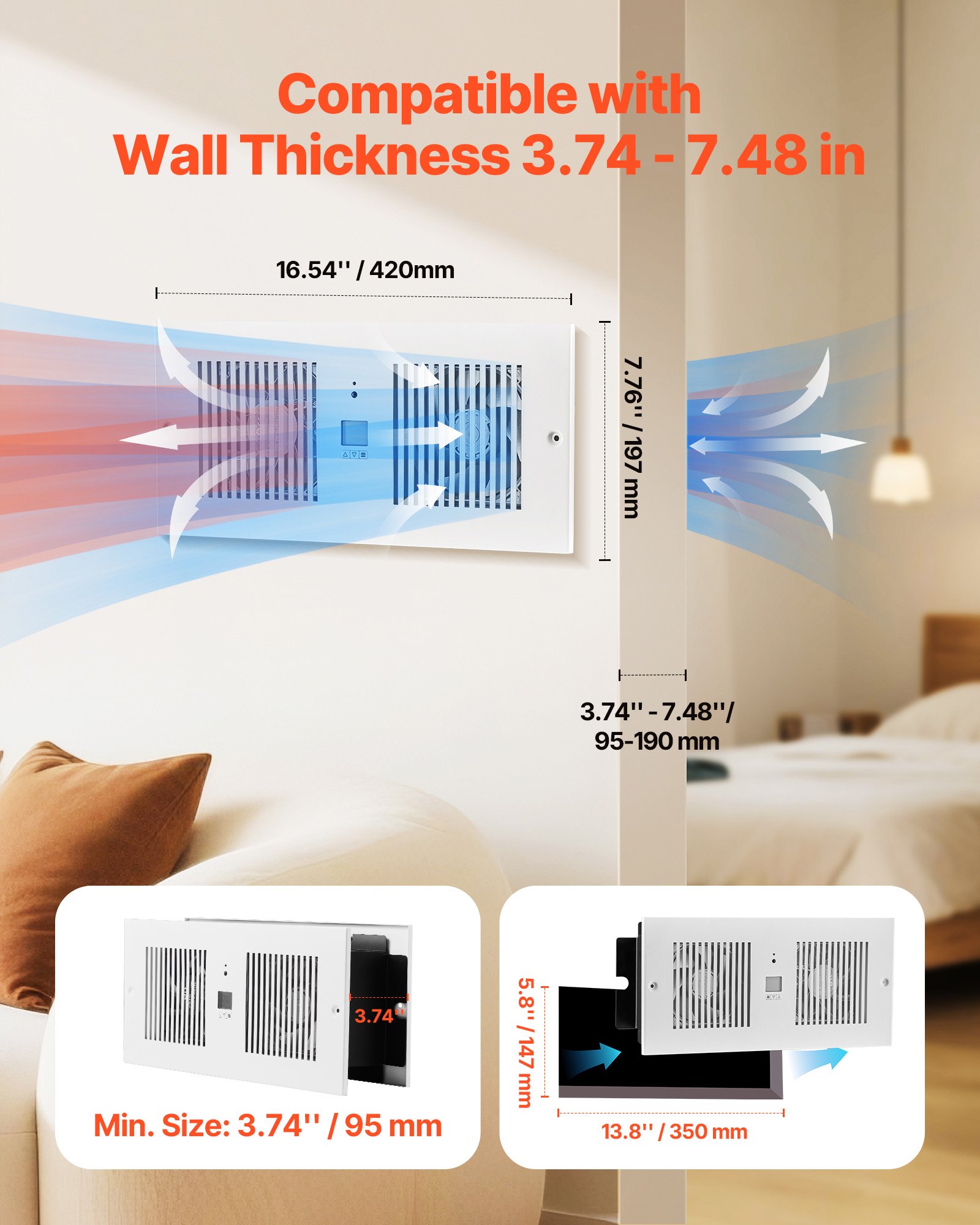 4 Inch Room To Room Fan 2-in-1 300 CFM Through Wall Fan Remote Control image 10