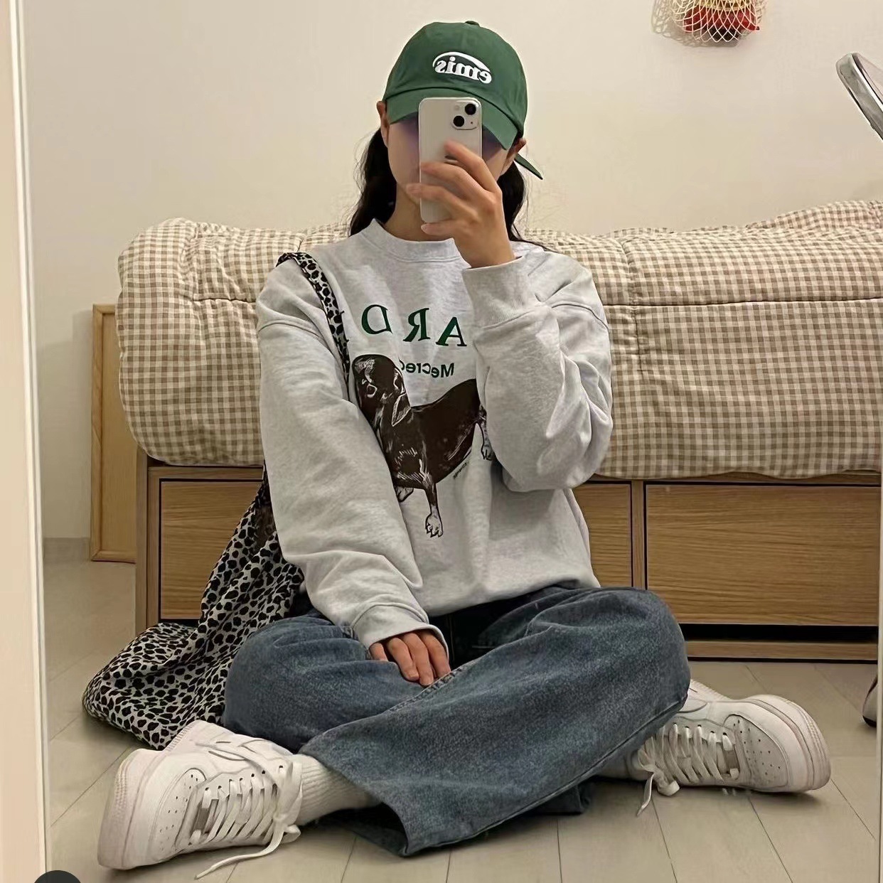 Dachshund Letter Print Crew Neck Loose Top