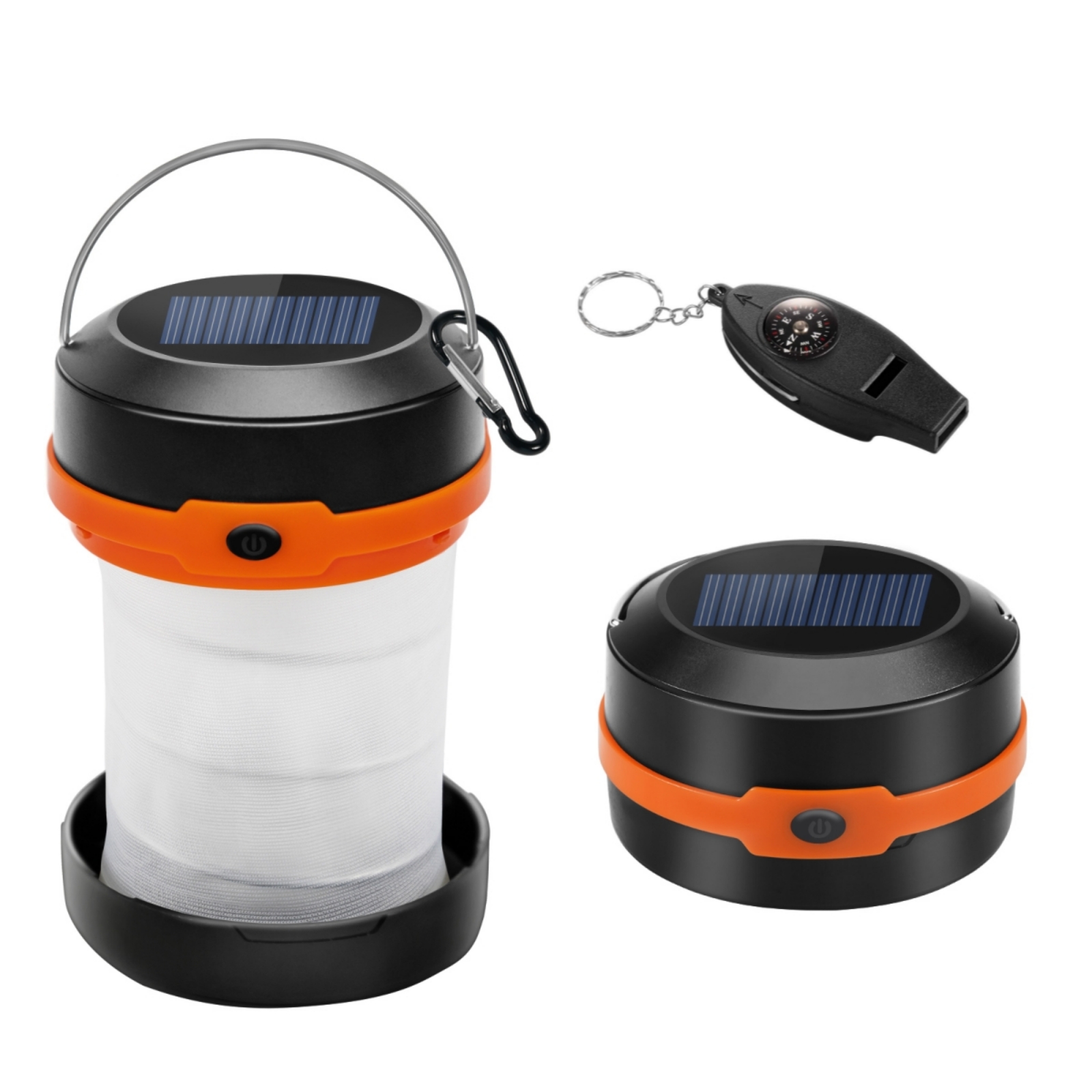 Wanjo Collapsible LED Solar Camping Lights With Free Multifunctional Whistle, Rechargeable Camping Lantern, Portable Outdoor Gear For Camping Travel Fishing