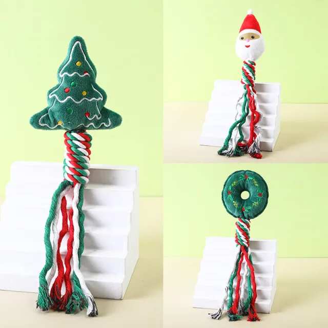Christmas Cotton Rope Pet Plush Toy Molar Bite Cartoon Self Hi Dog Toy Cat Supplies Christmas Tree - Shop at LoveMi