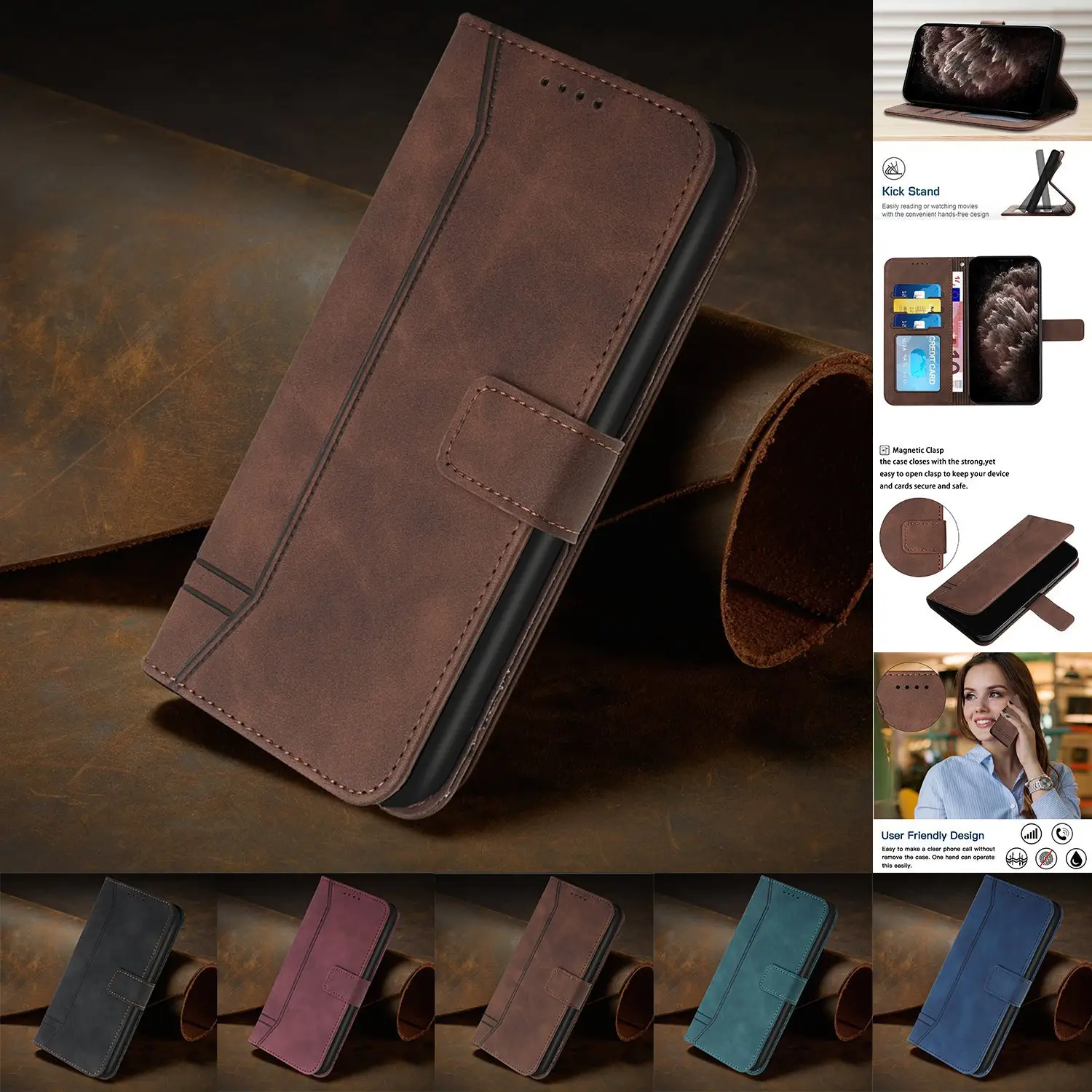 Card Fold Skin Feeling Wallet Mobile Phone