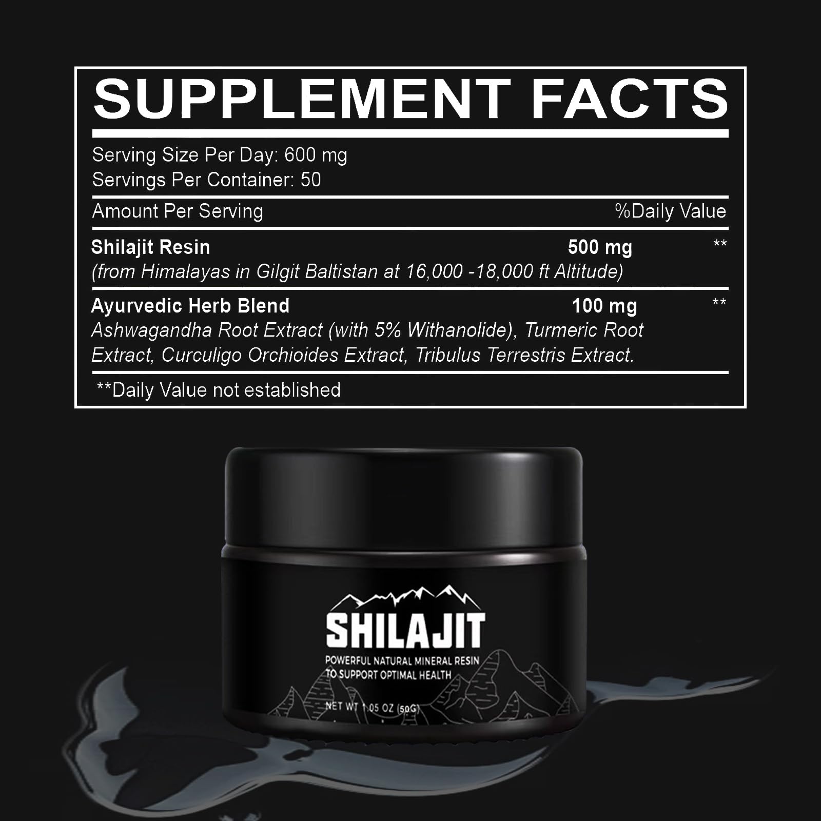 Shilajit Pure Himalayan 50 Grams Natural Organic Shilajit Resin Golden Grade Shilajit Supplement for Men and Women with 80 Trace Minerals and Fulvic Acid for Energy Immune Support