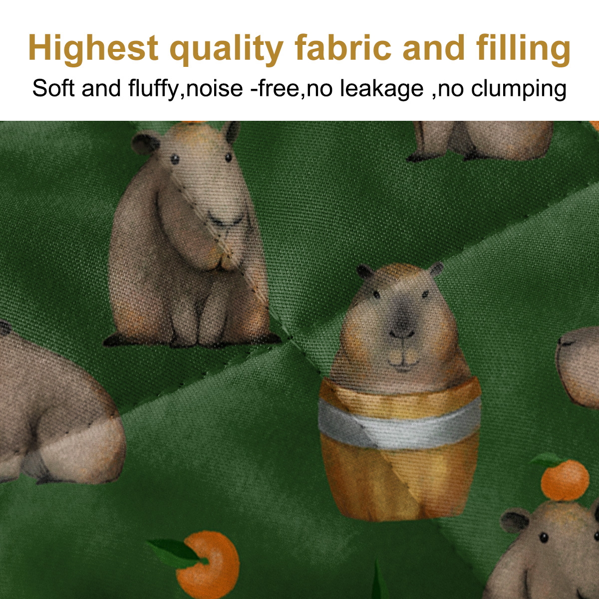 3-Piece Capybara Printed Quilt Set Soft Microfiber Lightweight Green Bedspread Coverlet Cartoon Animal Coverlet With 2 Pillow Shams