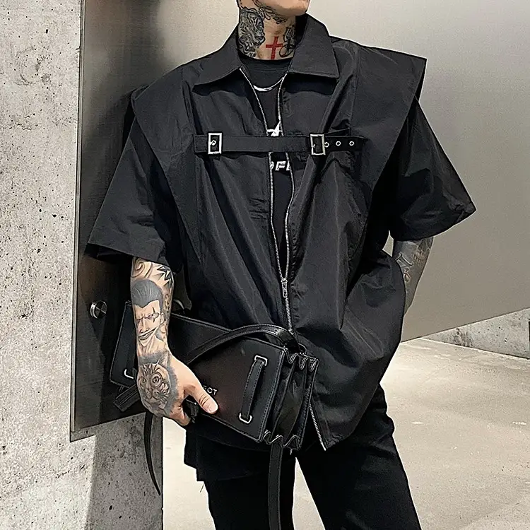 Men's Design Double Zip Sleeveless Jacket Top