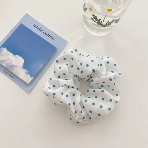 Korean Fruit Pig Large Intestine Hair Ring Organza Cute Japanese Rubber Band Female Tie White Dots - Shop at LoveMi
