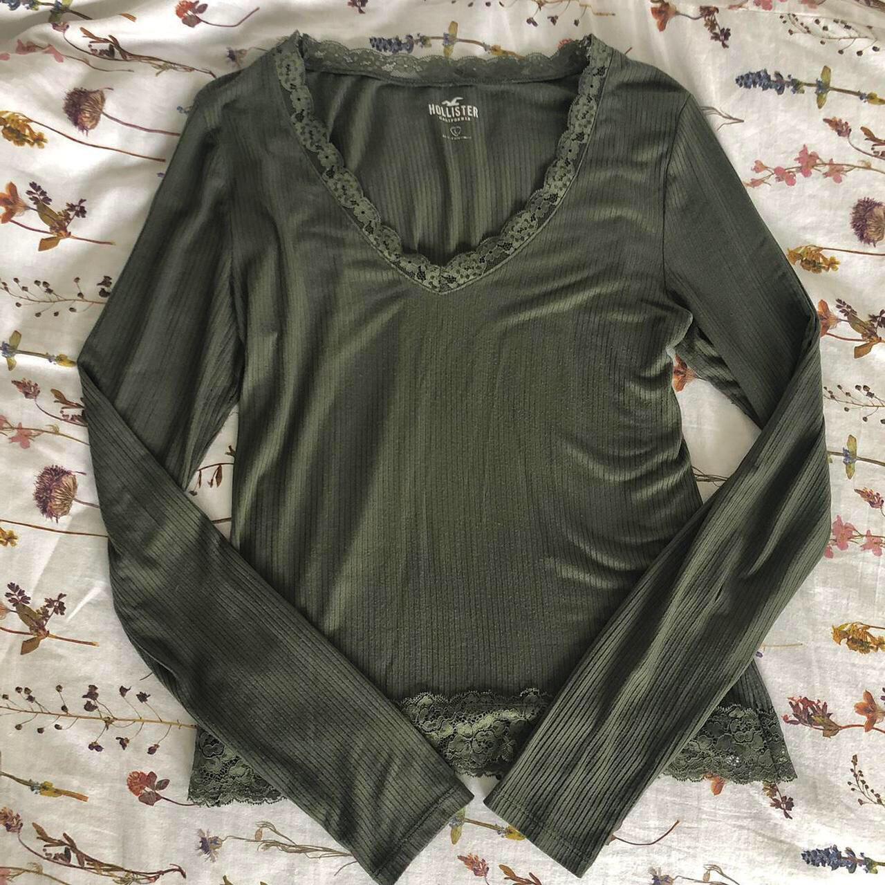 Women's Fashion Solid Color Pit Striped Lace T-shirt