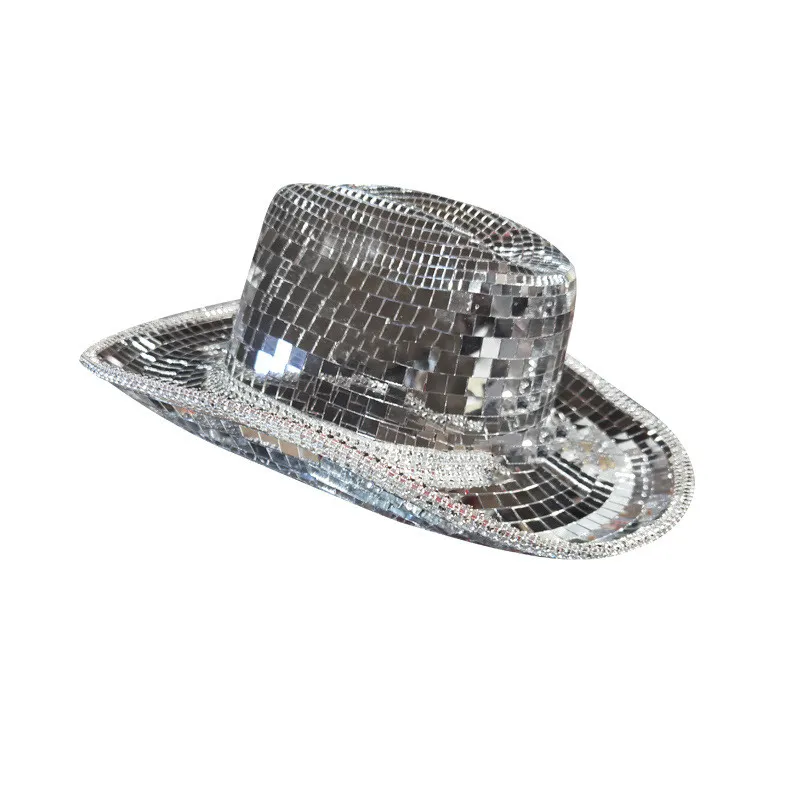 Prom Party Reflective Mirror Laser Fisherman Cowboy Hat - Silver